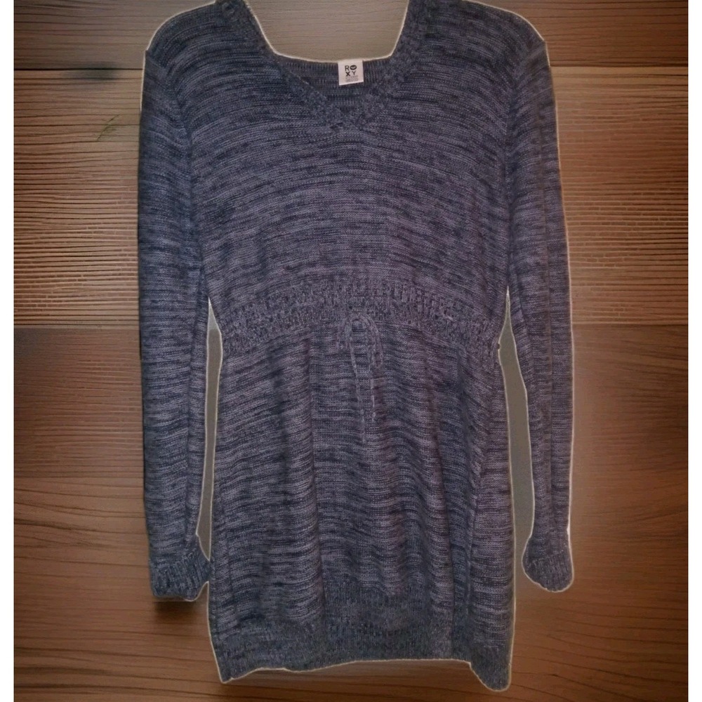 Roxy Gray Hooded Sweater Tie At The Waist Size XL‎ Grunge Skater Streetwear